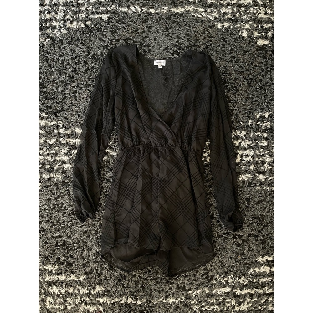 Superdown black plaid romper